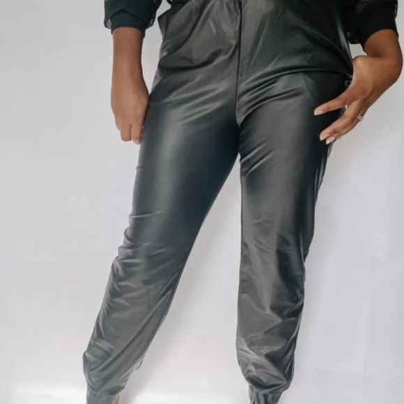 Faux Leather Joggers